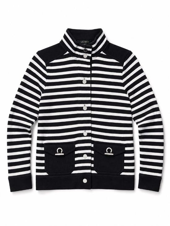 Lauren Ralph Lauren Sweaters - Lauren Ralph Lauren 100% cotton cardigan/sweater stripes M funnel neck preppy